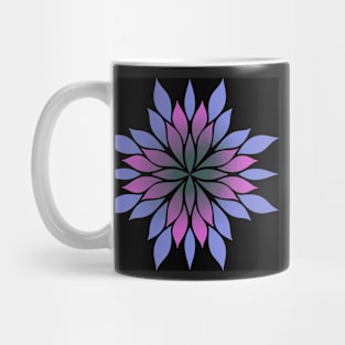 Lilac  and pink  floral symmetrical pattern with black background Mug